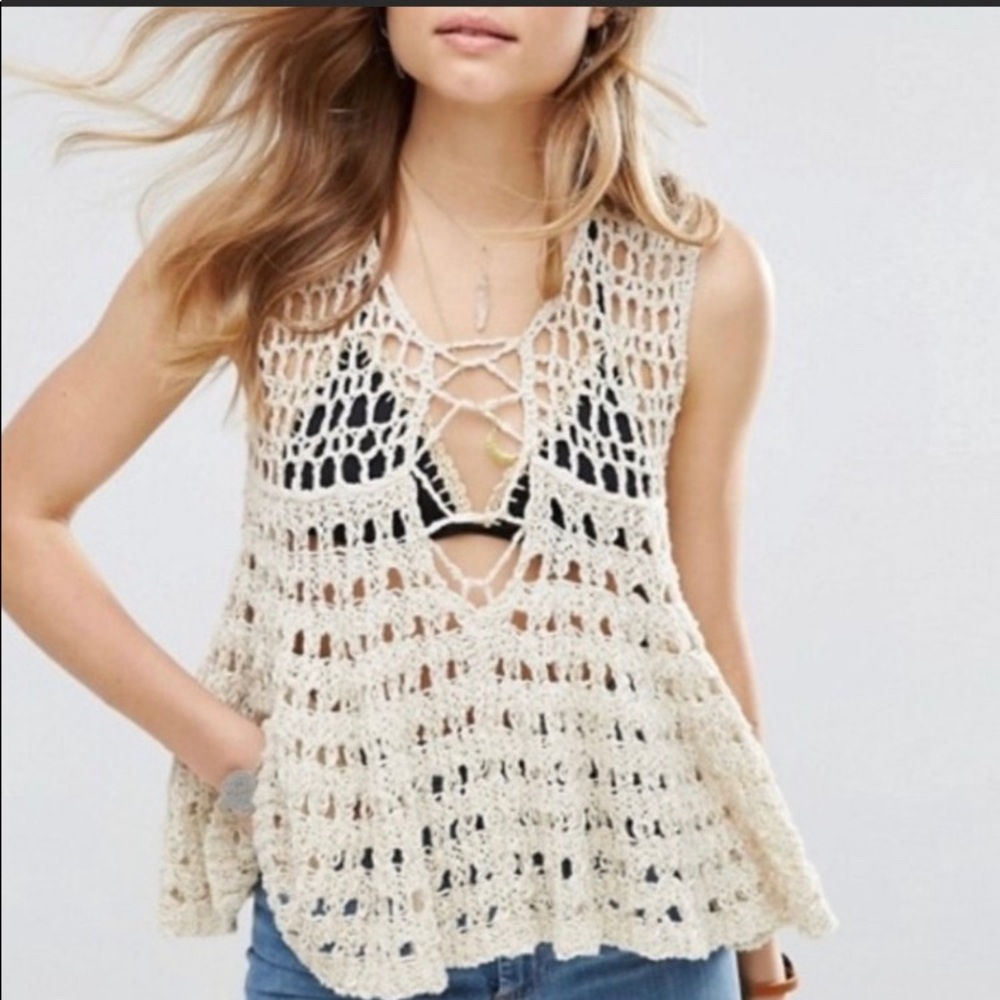 Cream Crochet Women Top